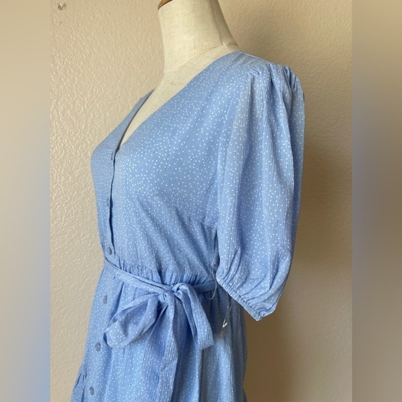 BIN#14 - French Kiss Powder Blue Dot Print Summer Dress Small - Picture 5 of 9